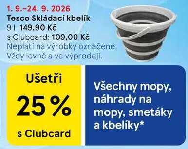 Tesco Skládací kbelík, 9 l