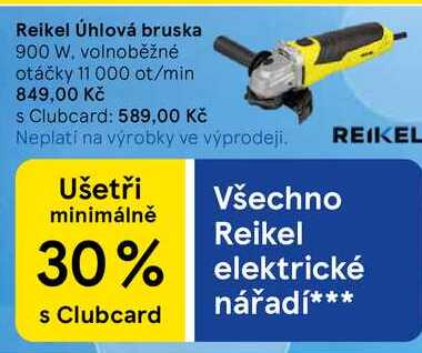 Reikel Úhlová bruska, 900 W. volnoběžné otáčky 11 000 ot/min  