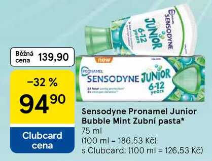 Sensodyne Pronamel Junior Bubble Mint Zubní pasta, 75 ml