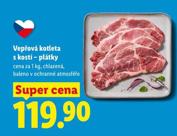 Vepřová kotleta s kostí - plátky, cena za 1 kg