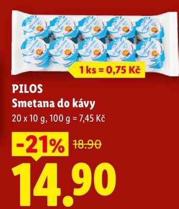 PILOS Smetana do kávy, 20 x 10 g