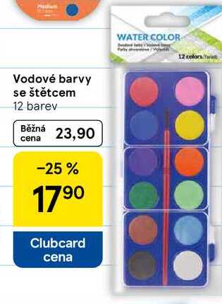 Vodové barvy se štětcem, 12 barev