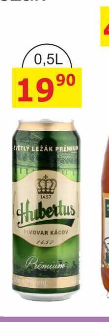 Pivovar Kácov Hubertus Pivo světlý ležák 0,5l plech