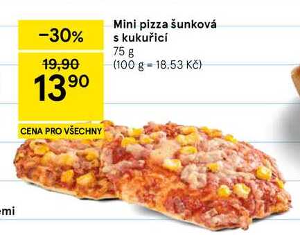 Mini pizza šunková s kukuřicí, 75 g