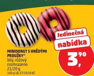 MINIDONUTS HNĚDÝMI PROUŽKY bílý, růžový, 21/20 g  