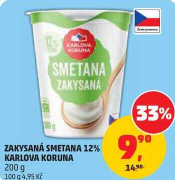 ZAKYSANÁ SMETANA 12% KARLOVA KORUNA, 200 g