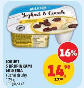 JOGURT S KRUPINKAMI MILKERIA různé druhy, 175 g