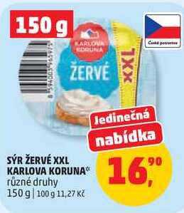 SÝR ŽERVÉ XXL KARLOVA KORUNA různé druhy, 150 g