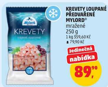 KREVETY LOUPANÉ PŘEDVAŘENÉ MYLORD mražené, 250 g
