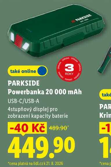 PARKSIDE Powerbanka 20 000 mAh