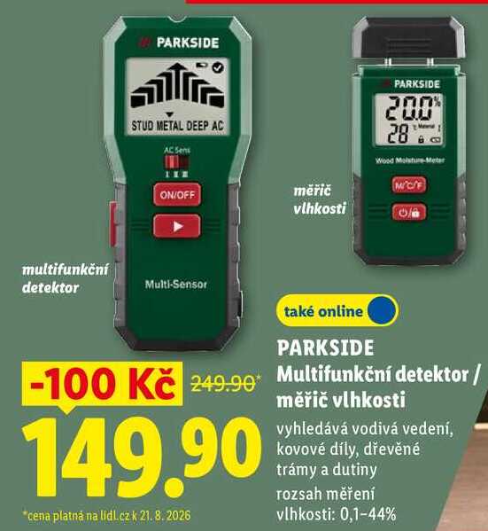 PARKSIDE multifunkční detektor/ měřič vlhkosti
