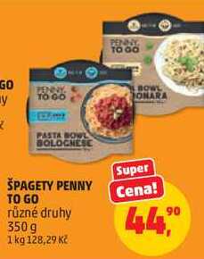 ŠPAGETY PENNY TO GO různé druhy, 350 g