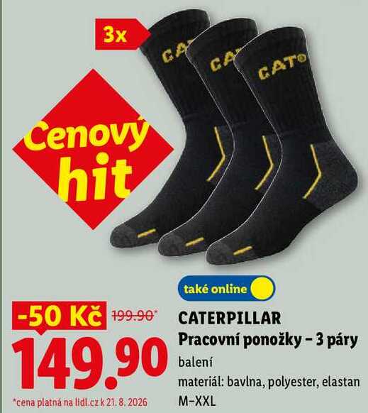 CATERPILLAR Pracovní ponožky - 3 páry, balení