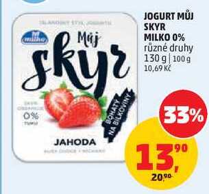 JOGURT MŮJ SKYR MILKO 0% různé druhy, 130 g