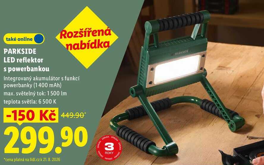PARKSIDE LED reflektor s powerbankou 
