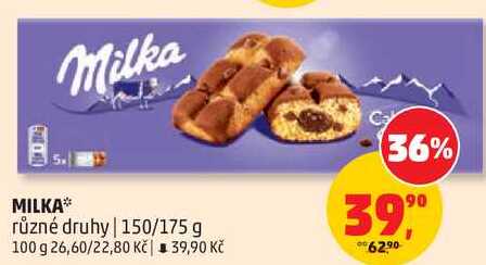 MILKA různé druhy, 150/175 g