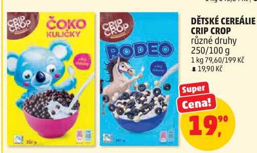 DĚTSKÉ CEREÁLIE CRIP CROP různé druhy, 250/100 g