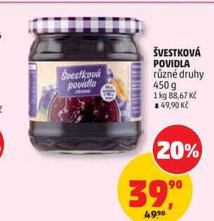 ŠVESTKOVÁ POVIDLA různé druhy, 450 g