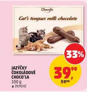 JAZÝČKY ČOKOLÁDOVÉ CHOCO'LA, 100 g
