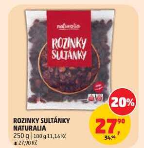 ROZINKY SULTÁNKY NATURALIA, 250 g