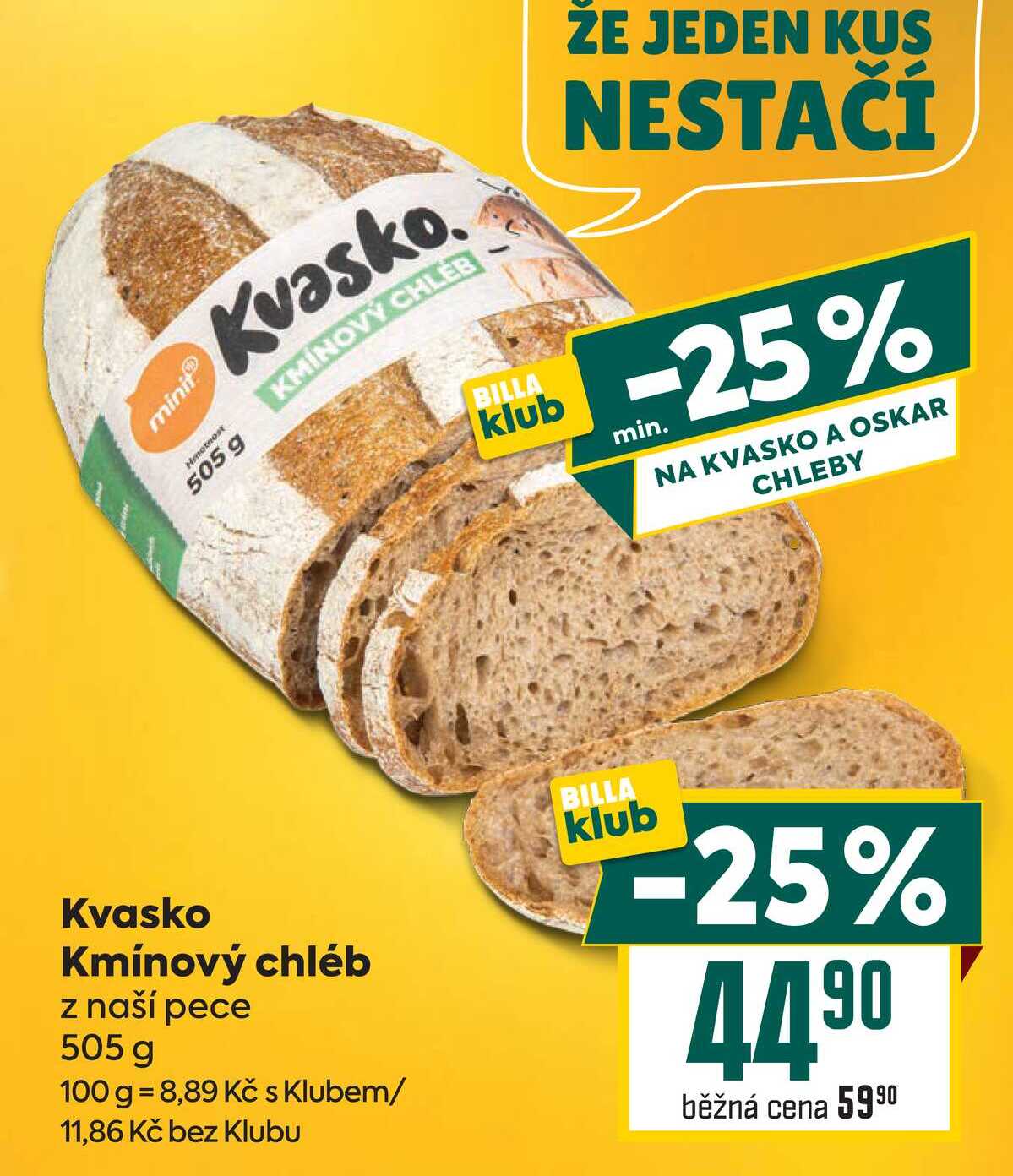 Kvasko Kmínový chléb z naší pece 505 g