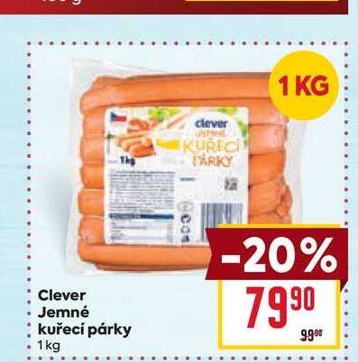 Clever Jemné kuřecí párky 1kg
