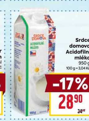 Srdce domova Acidofiln mléko 950ml