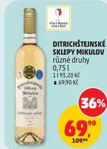 DITRICHŠTEJNSKÉ SKLEPY MIKULOV různé druhy, 0,75 l