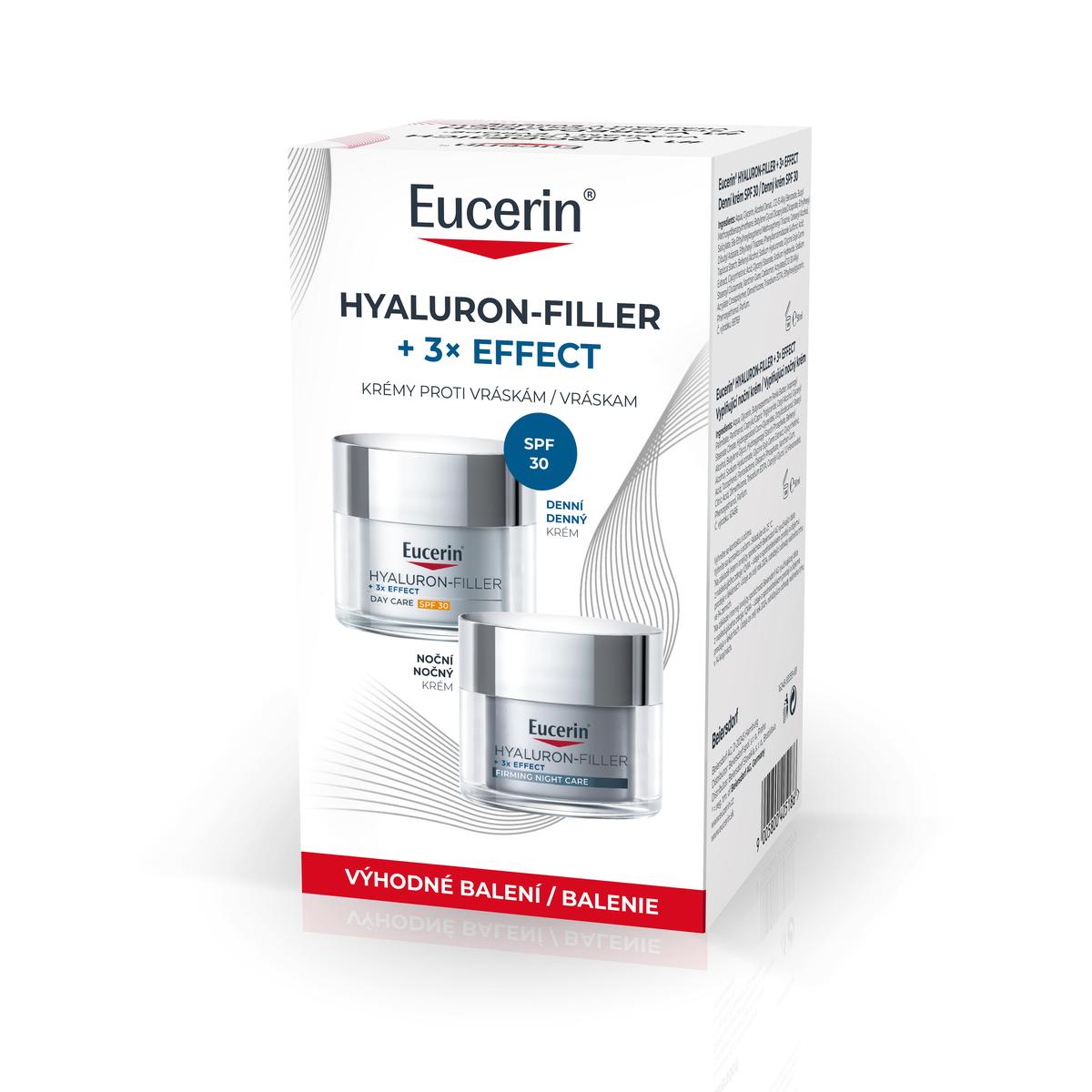 Eucerin Hyaluron-Filler+3x Effect denní krém SPF30 + noční krém 2x50ml PROMO 2026