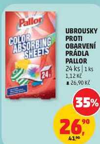 UBROUSKY PROTI OBARVENÍ PRÁDLA PALLOR, 24 ks 
