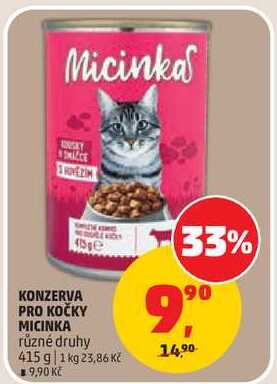KONZERVA PRO KOČKY MICINKA různé druhy, 415 g