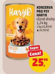 KONZERVA PRO PSY HARYK různé druhy, 1,24 kg