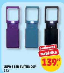 LUPA S LED SVÍTILNOU, 1 ks 