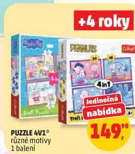 PUZZLE 4V1 různé motivy, 1 balení  