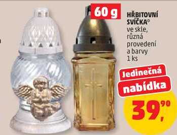 HŘBITOVNÍ SVÍČKA ve skle, různá provedení a barvy, 1 ks 