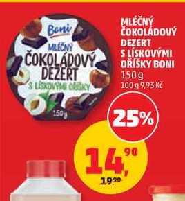 MLÉČNÝ ČOKOLÁDOVÝ DEZERT S LÍSKOVÝMI OŘÍŠKY BONI, 150g
