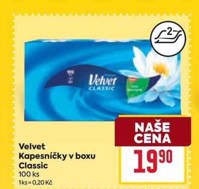 Velvet Kapesníčky v boxu Classic 100 ks