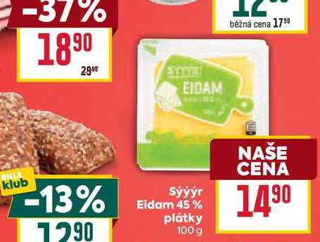 Sýýýr Eidam 45% plátky 100 g