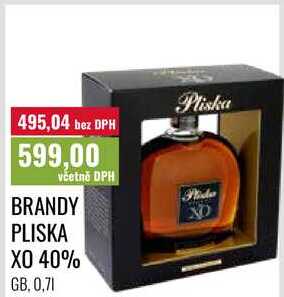 BRANDY PLISKA XO 40%, 0,71 