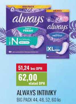 ALWAYS INTIMKY, BIG PACK 44, 48, 60 ks