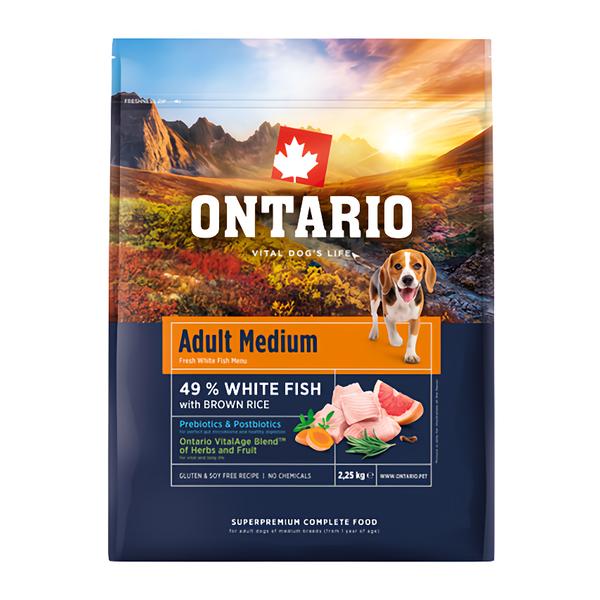 Ontario Krmivo Adult Medium Fish & Brown Rice pro psy