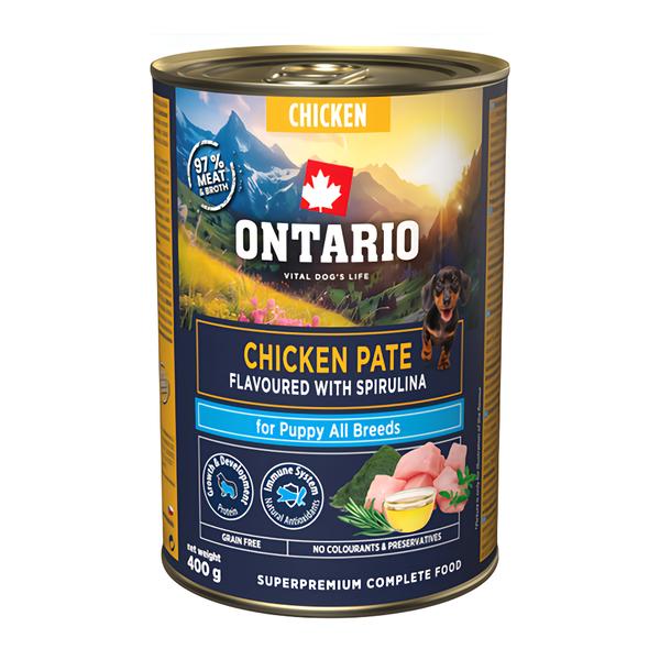 Ontario Konzerva Puppy kuřecí pate s příchutí spiruliny pro psy