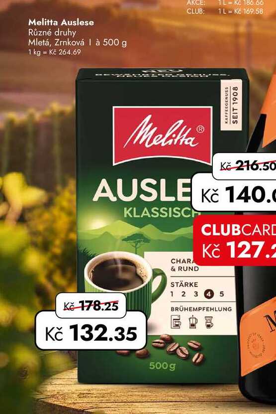 Melitta Auslese Různé druhy Mletá, Zrnková à 500 g