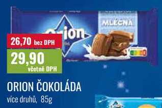  ORION ČOKOLÁDA více druhů, 85g 