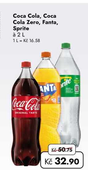 Coca Cola, Coca Cola Zero, Fanta, Sprite à 2 L