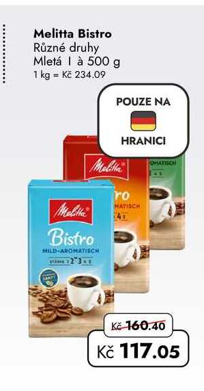 Melitta Bistro Různé druhy Mletá 500 g