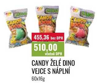 CANDY ŽELÉ DINO VEJCE S NÁPLNÍ, 60x16g  