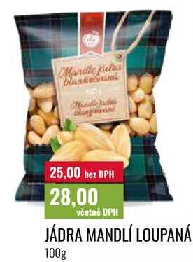 JÁDRA MANDLÍ LOUPANÁ, 100g 