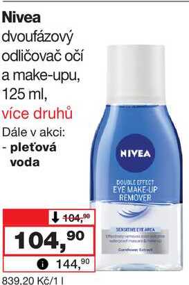 Nivea dvoufázový odličovač očí a make-upu, 125 ml