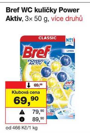 Bref WC kuličky Power Aktiv, 3× 50 g